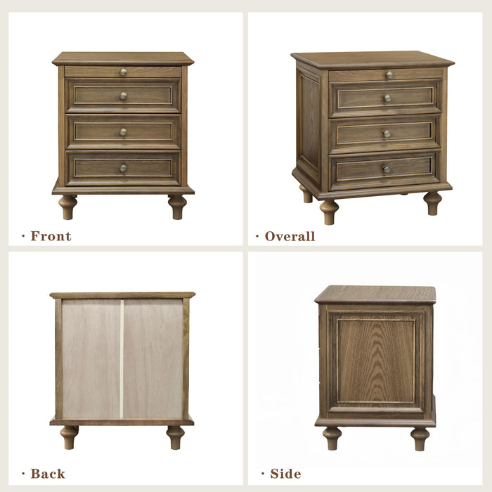 Nightstands With 4 Drawer, Storage End Table With Hidden Pull Out Shelf