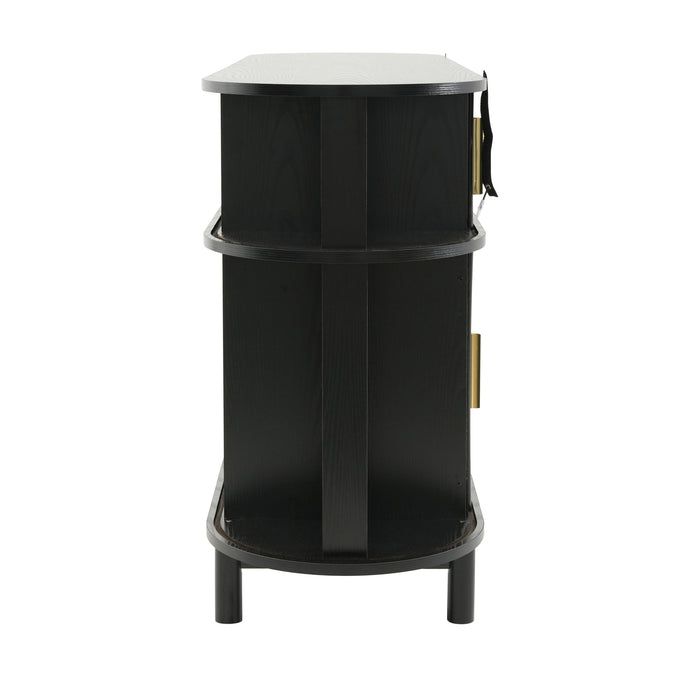 Fluted Sideboard Buffet Cabinet With Sliding Doors And Adjustable Shelves