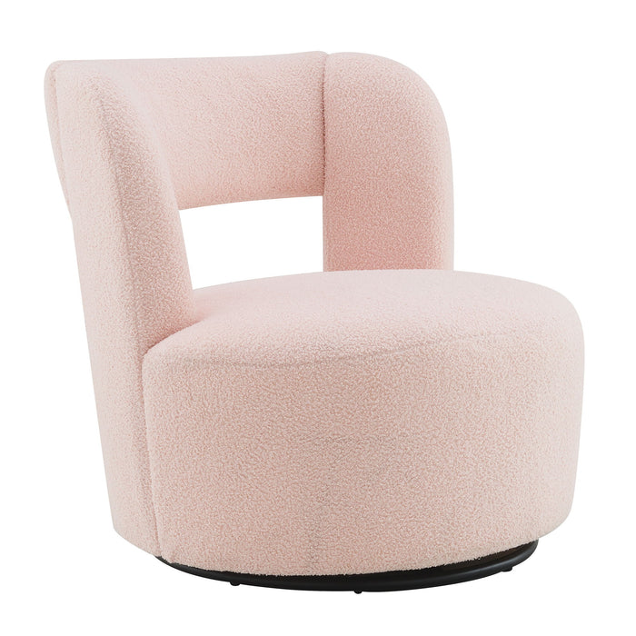 Swivel Comfy Round Barrel Chair With Soft Teddy Fabric For Living Room
