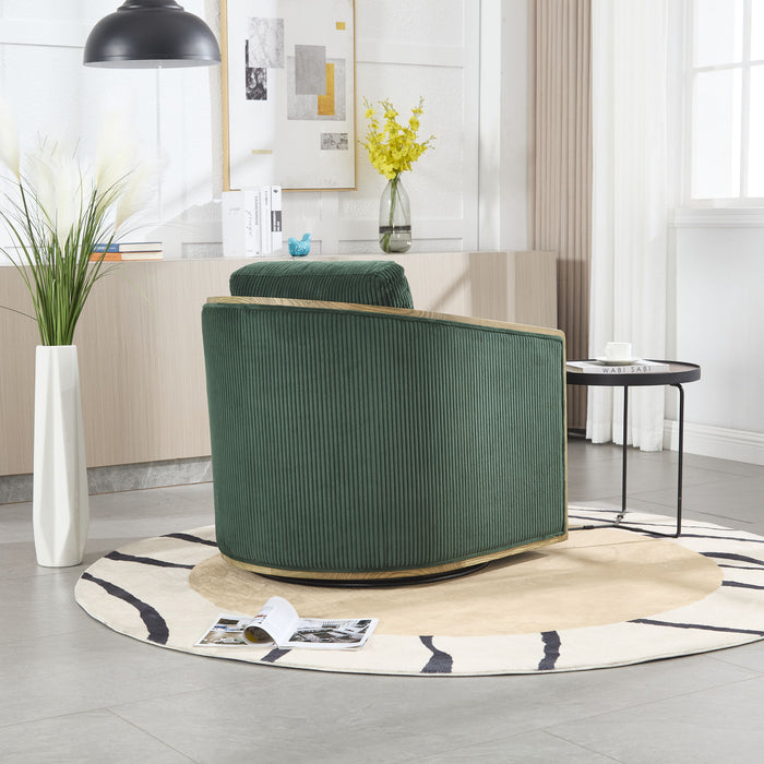 Corduroy Barrel Chair, 360 Degree Swivel