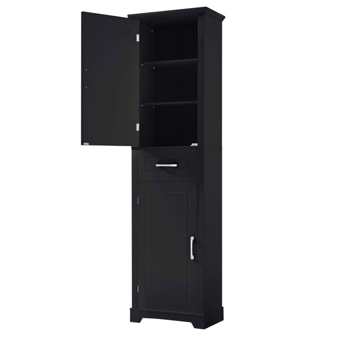 Tall Freestanding Bathroom Storage Cabinet With 2 Doors And Adjustable Shelves