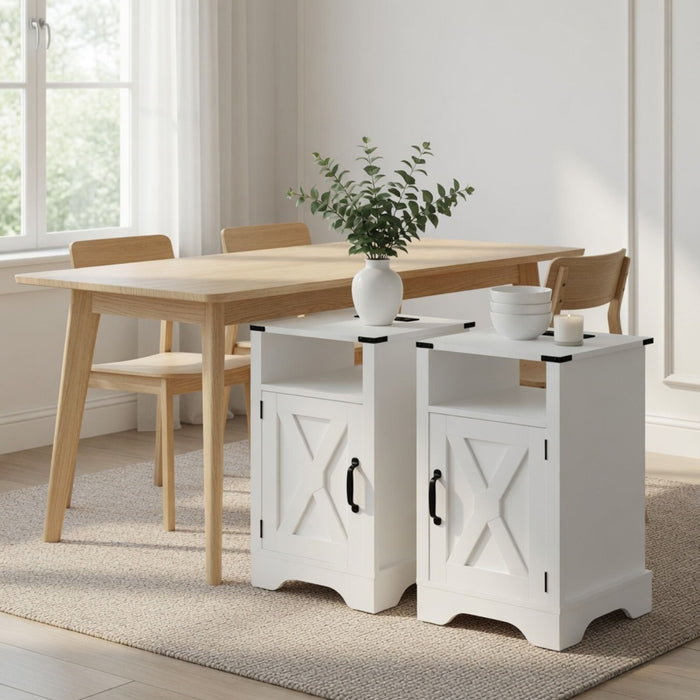 Farmhouse Nightstand, Charging Station & Storage