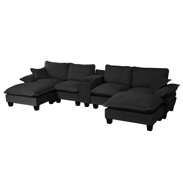 Modular Cloud Couch Sofa With Cup Holders & Storage, USB Port