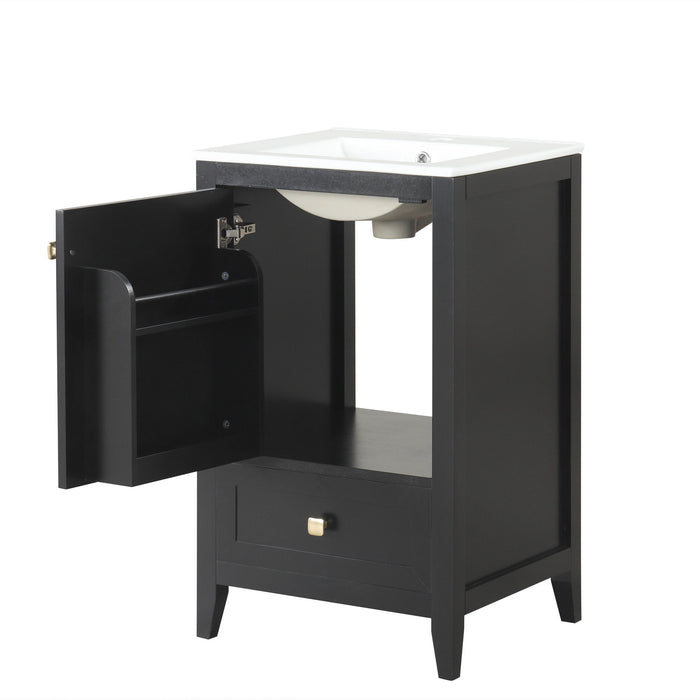 Bathroom Vanity With Sink, Soft Closing Cabinet Door, Storage Rack And Drawer