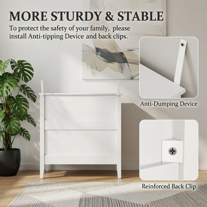 3 Drawer Nightstand, Wide With Soft Close Slides - White