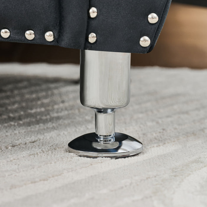 Storage Bench With Crystal Buttons And 1 Pillow For Bedroom