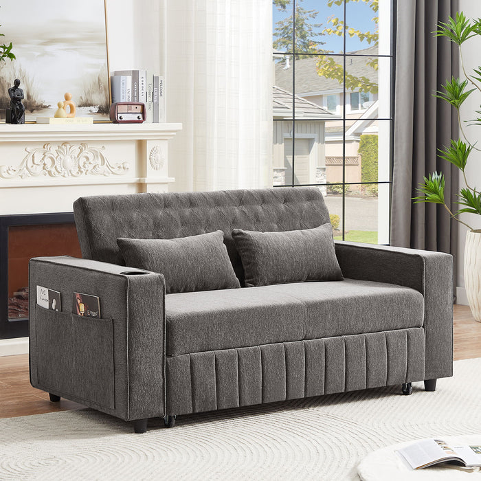 Pull-Out Sofa Bed Convertible Couch With Adjustable Backrest For Living Room
