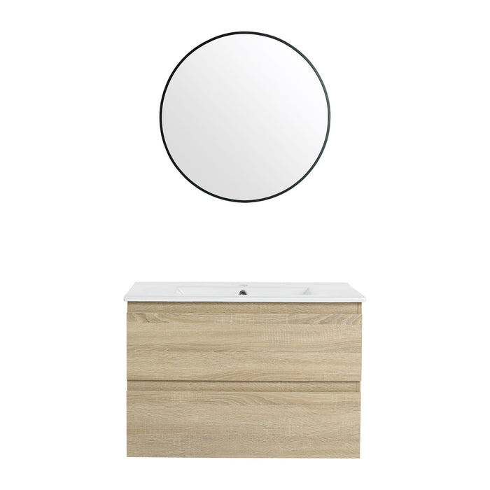 Wall Mounted Bathroom Vanity & Sink, 2 Soft Close Drawers