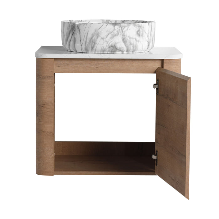 Wall Mounted Bathroom Vanity With Art Sink & 1 Soft Close Door