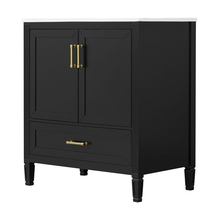 Elegant Fluted Bathroom Vanity With Sink, Soft Close Doors & Drawer