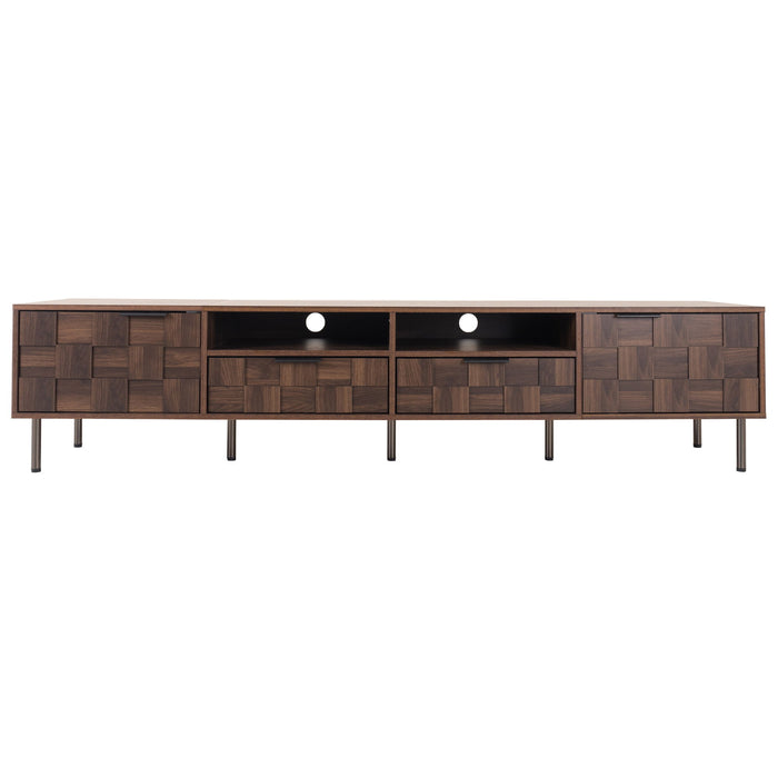 Mid Century TV Stand With 2 Drawers, Media Console Table For Tvs Up To 85'', Entertainment Center With Storage For Living Room - Dark Brown