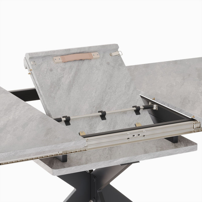 Modern Extendable Dining Table Set For 6 - 8 - Black / Gray