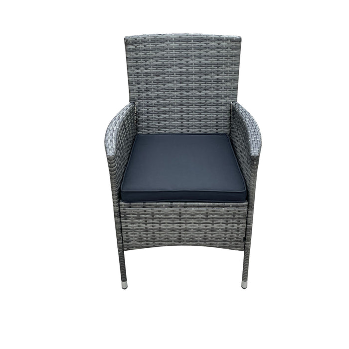 9 Piece Outdoor Patio Wicker Dining Set Patio Wicker Furniture Dining Set Glass Top - Gray / Black