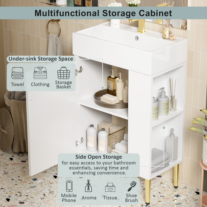 Bathroom Vanity, Combo Cabinet, Bathroom Storage Cabinet, Single Ceramic Sink
