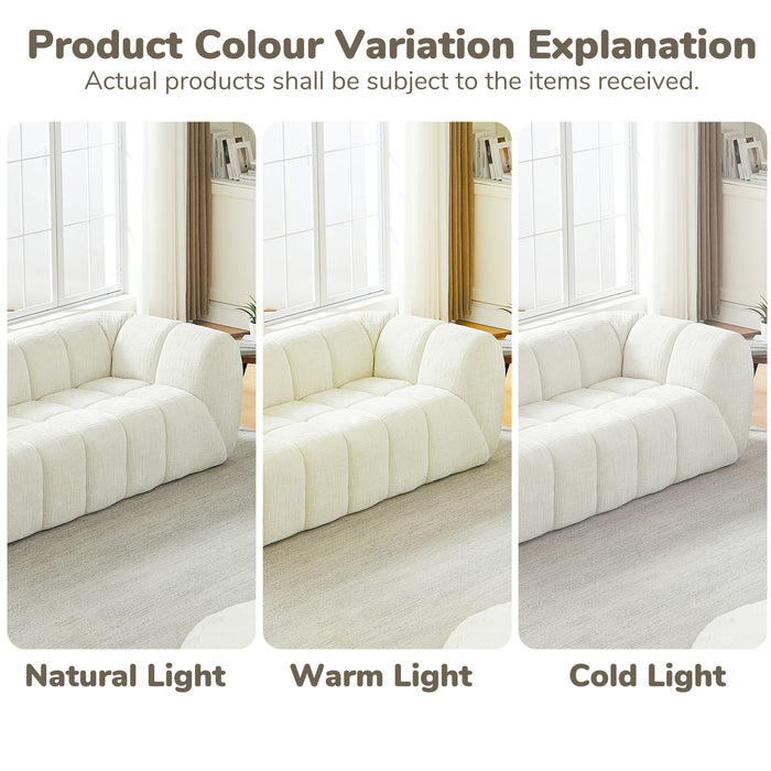 Quilted Cloud Sofa With Rounded Armrests And Piano Key Backrest Design