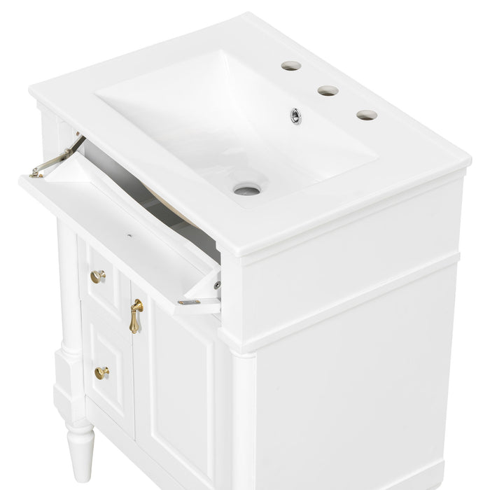 Freestanding Bathroom Vanity With Sink, Adjustable Shelf & Flip Drawer
