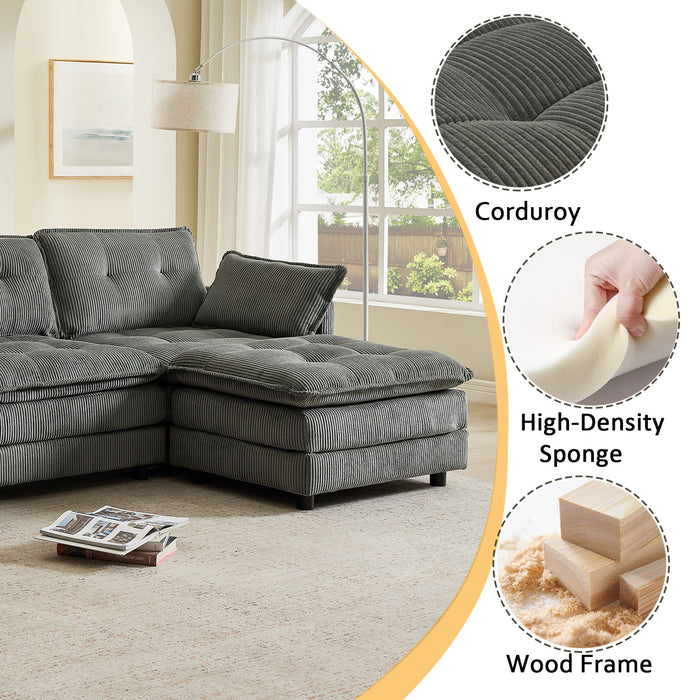 Oversized Modular Sectional Sofa With Multi Functional Console