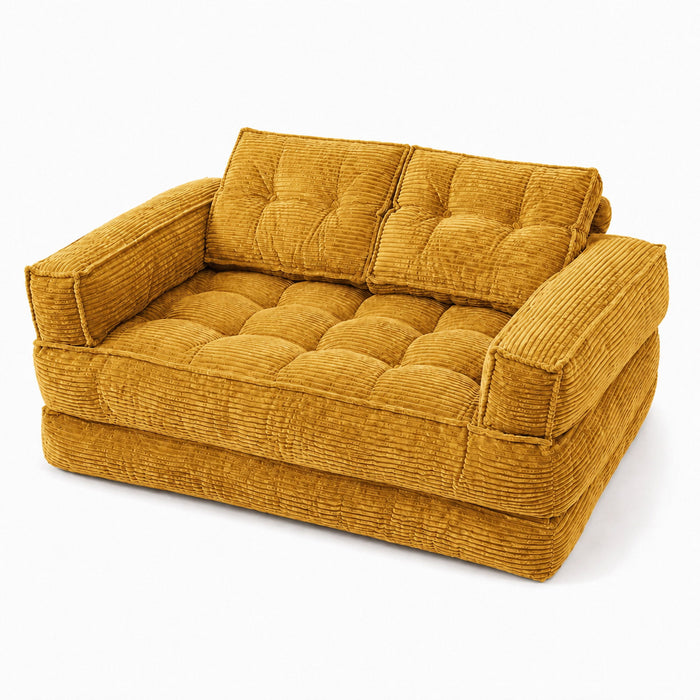 2 Seater Modular Corduroy Sofa With Chaise Lounge For Living Room