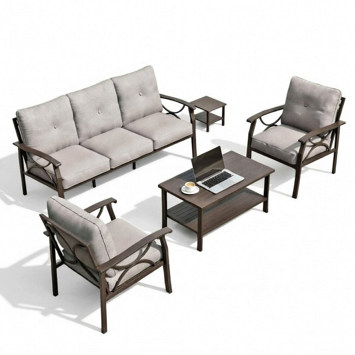Patio Furniture Set With Coffee Table And Cushions For Backyard