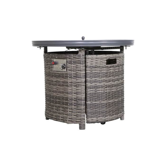 Wicker Outdoor Lounge Set With Cushions And Fire Pit