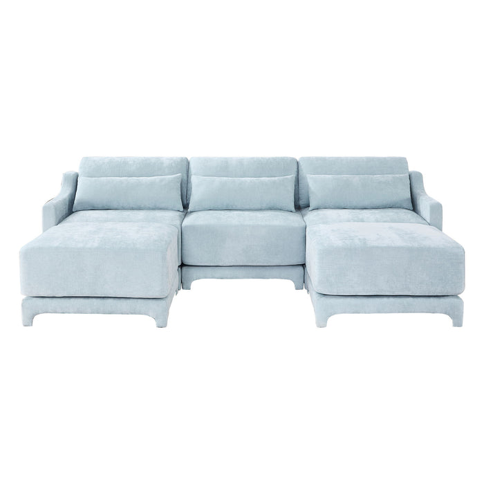 Stylish Sofa With Ottoman And Lumbar Pillows, Ergonomic Design