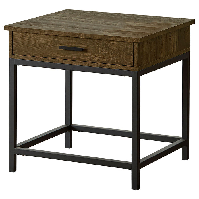 Square End Table With 1 Drawer - Brown