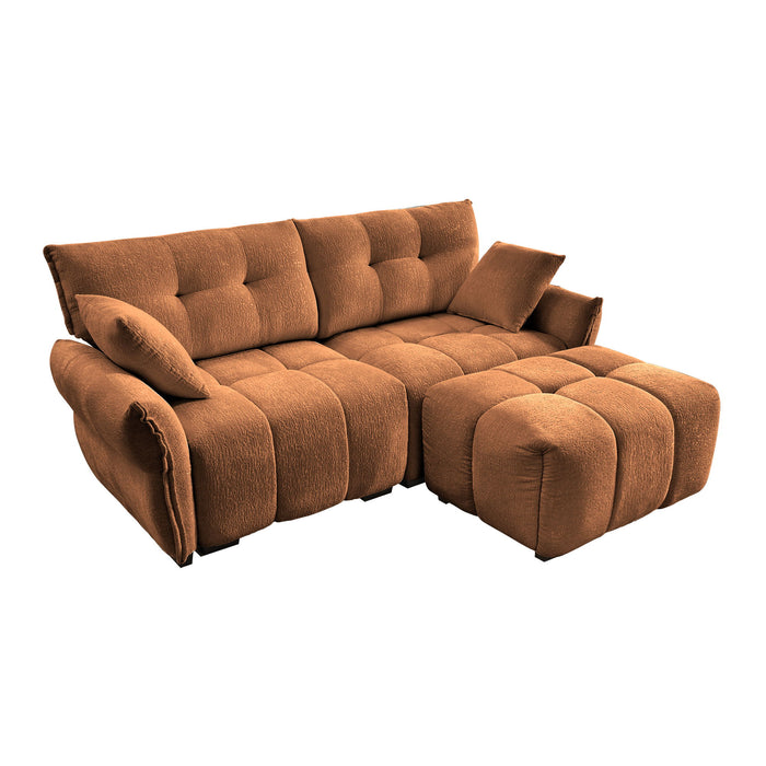 Sofa Set With Ottoman And Pillows, Textured, High Resilience Cushions
