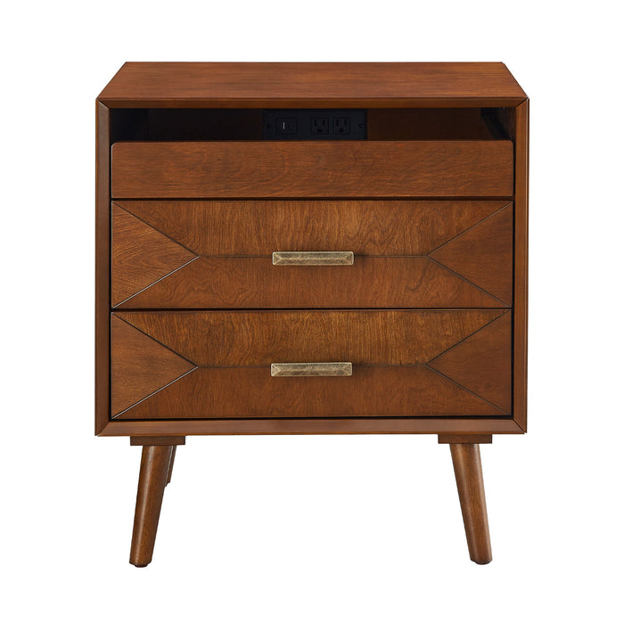 Nightstand With Charging Station, 2 Drawers And Open Shelf, USB / Type C Ports