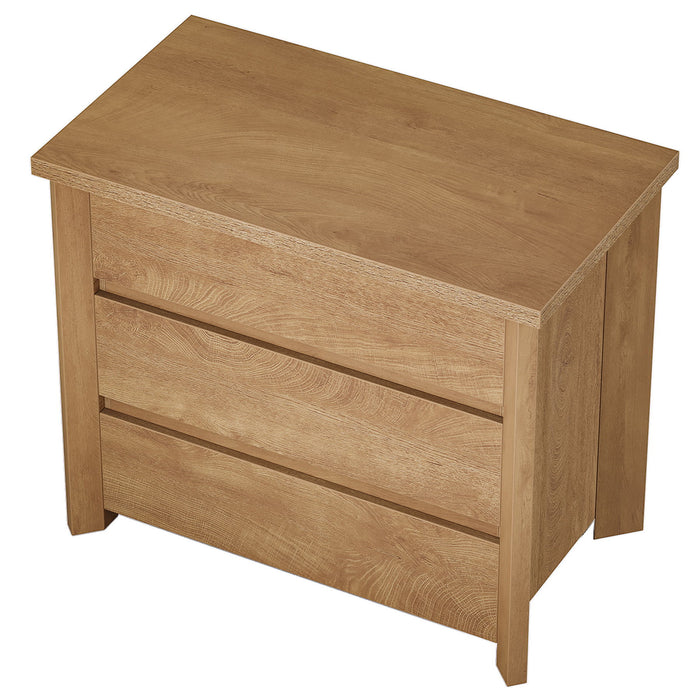 Nightstand With 3 Drawers, Bedside Table, Compact Storage - Brown