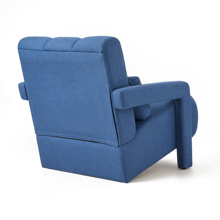 Upholstered Accent Chair With Pillow, Designed For Living Room - Navy Blue