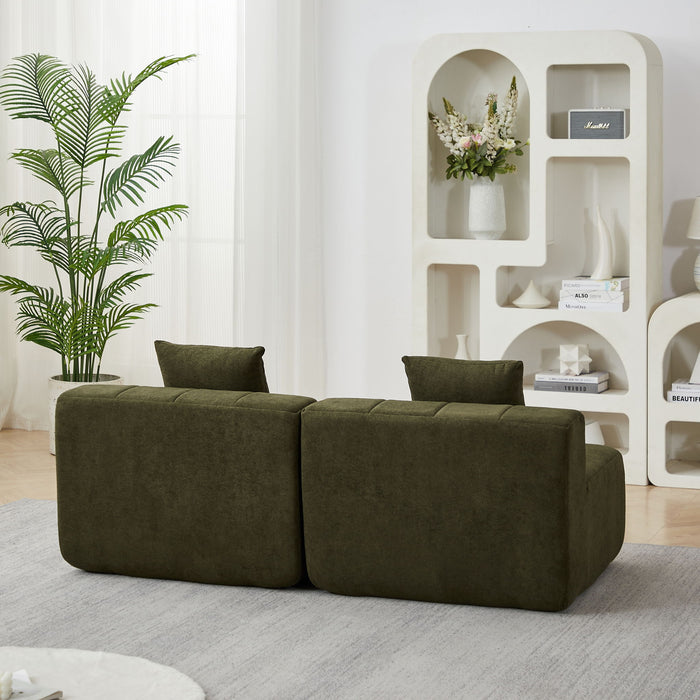 Modular Sectional Sofa With 2 Pillows, Symmetrical Design