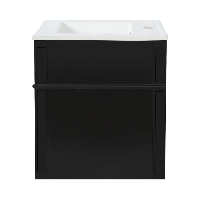 Wall Mounted Bathroom Vanity With Tip Out Drawer And Open Back Design