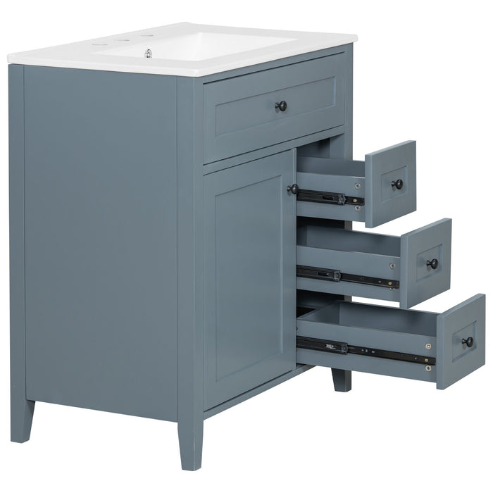 Bathroom Vanity With Sink, 3 Drawers And Adjustable Shelf