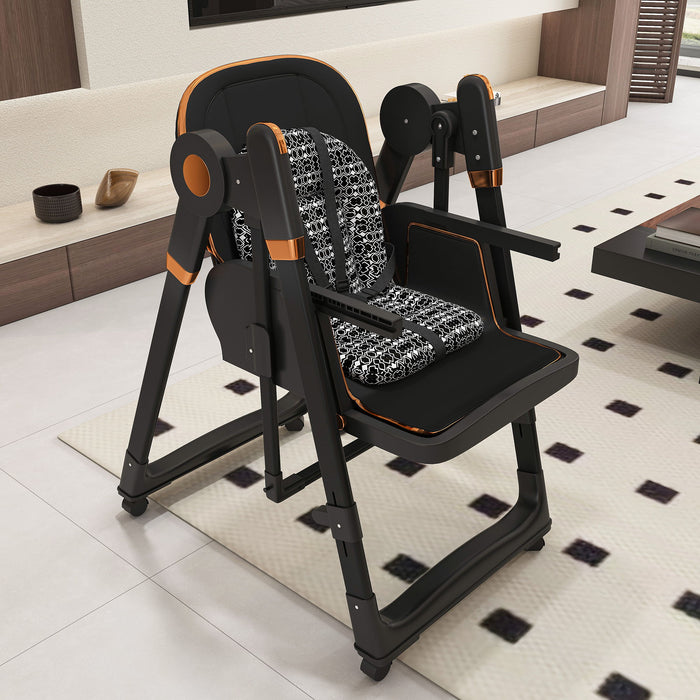 Convertible Baby High Chair To Rocker With 5 Point Harness