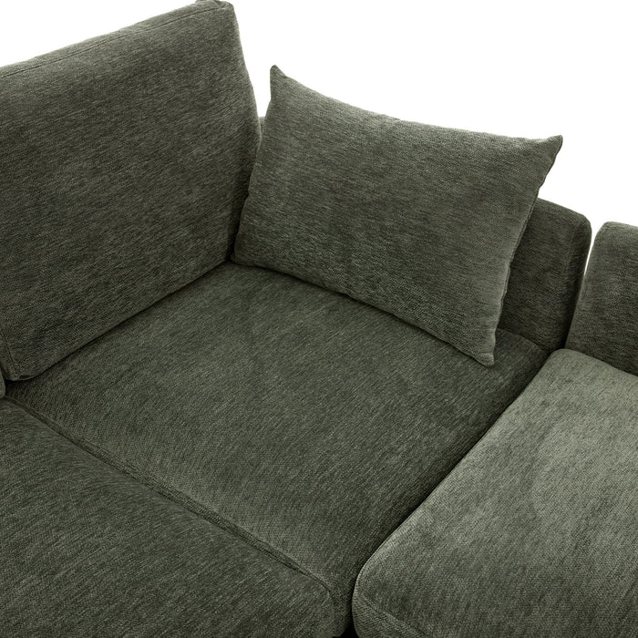 Modern Modular U-Shaped Sofa Bed With Movable Ottoman, USB Ports, Phone Holder