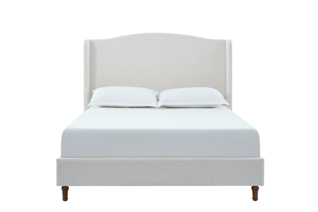 Hannah - Upholstered Wingback Bed Size / Tall Headboard Upholstered King Bed / Premium Textured Look / Minimalist Designs / No Box Spring Needed