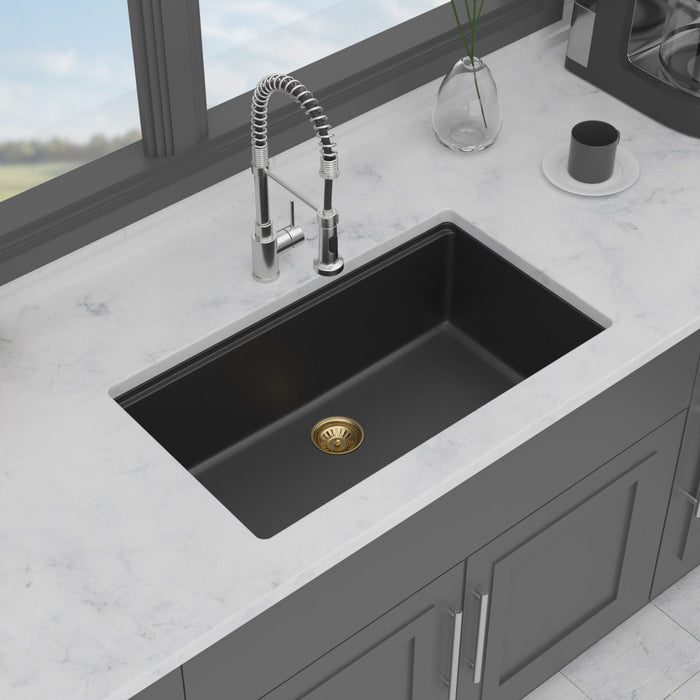 Quartz Composite Kitchen Sink With Undermount Design, Durable Single Bowl Workstation