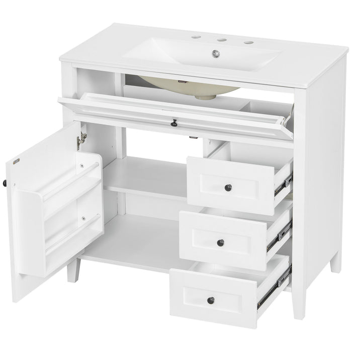Bathroom Vanity With Sink, Cabinet With 3 Drawers And Adjustable Shelf