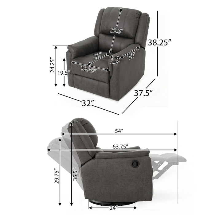 Contemporary Glider Recliner With Swivel Function