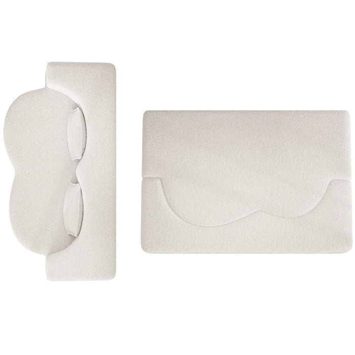 Modern Floor Sofa, With 2 Pillows, Convertible Teddy Fabric Foam Filled Bed