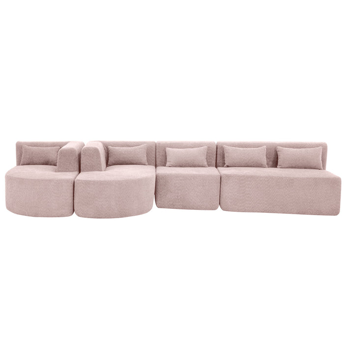 Upholstered Sofa Free Combined Sofa Couch With 2 Chaise Lounge And Five Back Pillows For Living Room