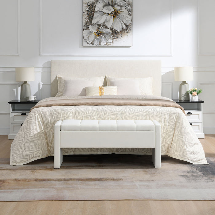 Modern Upholstered Large Bed End Bench With Storage