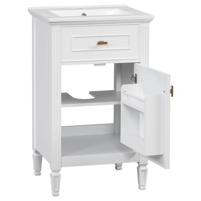 Bathroom Vanity With Sink, Adjustable Shelf, Tilt-Out Drawer