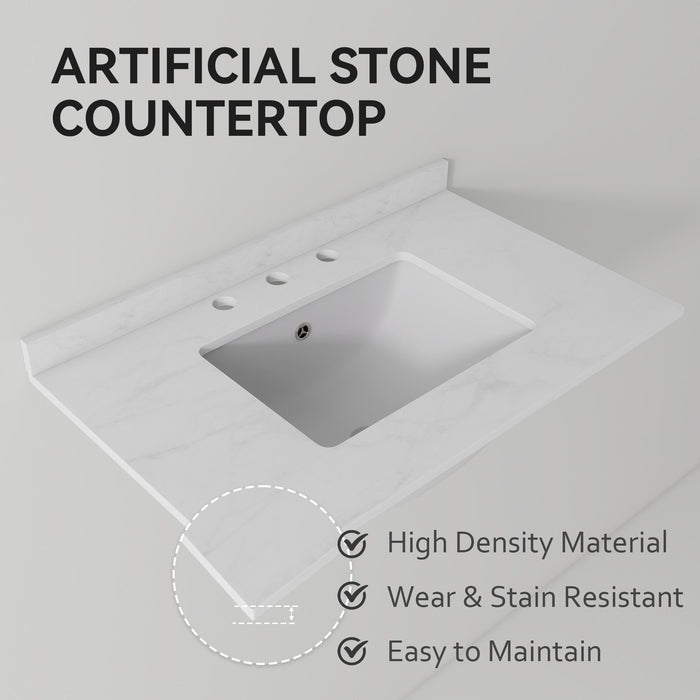 Basin Sink, Triple Faucet Holes, 2" Thick Rim, Sink Only
