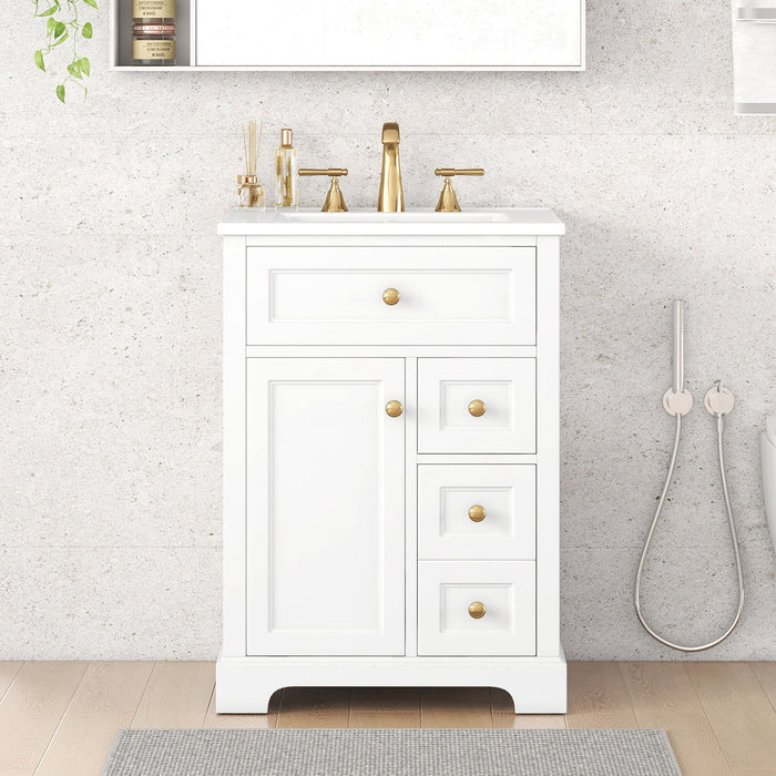 Modern Bathroom Vanity With Sink, 3 Drawers & Cabinet With 2 Tier Door Storage
