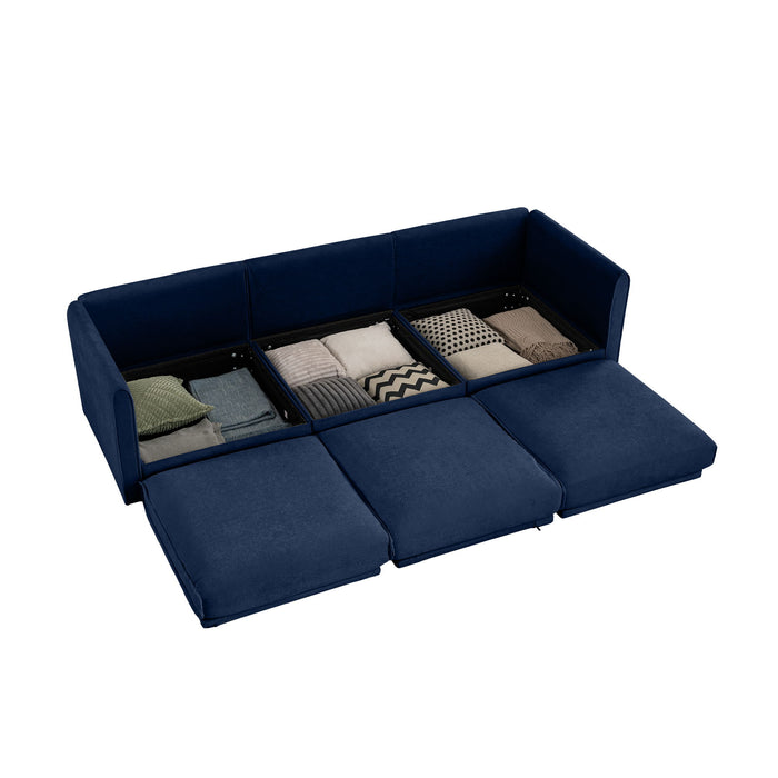 Stylish Sofa With Storage Seat And Cylindrical Backrest
