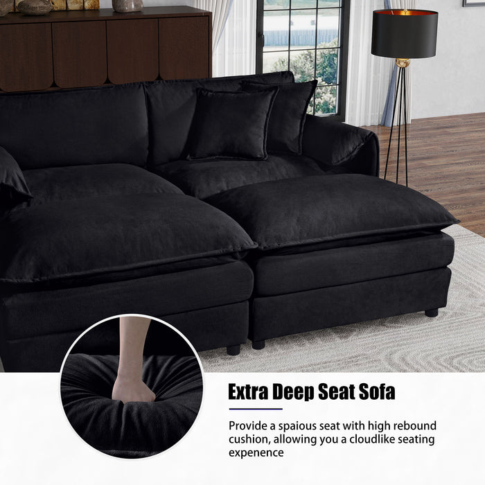 Modern Comfy Deep Seat Modular Sectional Sofa Cloud Couch With Ottoman