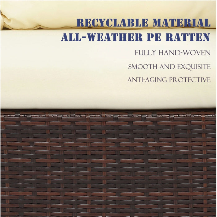 7 Piece Outdoor Dining Set With Cushions, Modular Sectional Sofa And Table