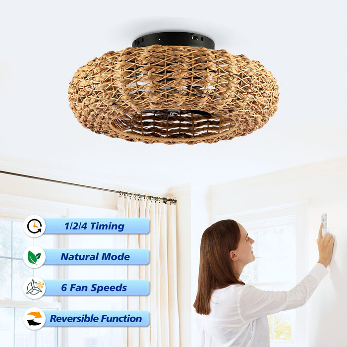 Ceiling Fan With Remote Control, 6 Speed, DC Motor Reversible Ceiling Fan For Living Room - Matte Black