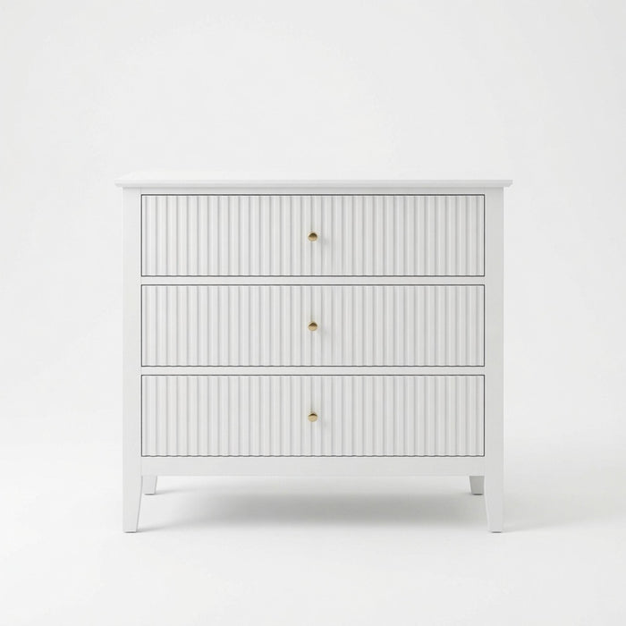 3 Drawer Nightstand, Wide With Soft Close Slides - White